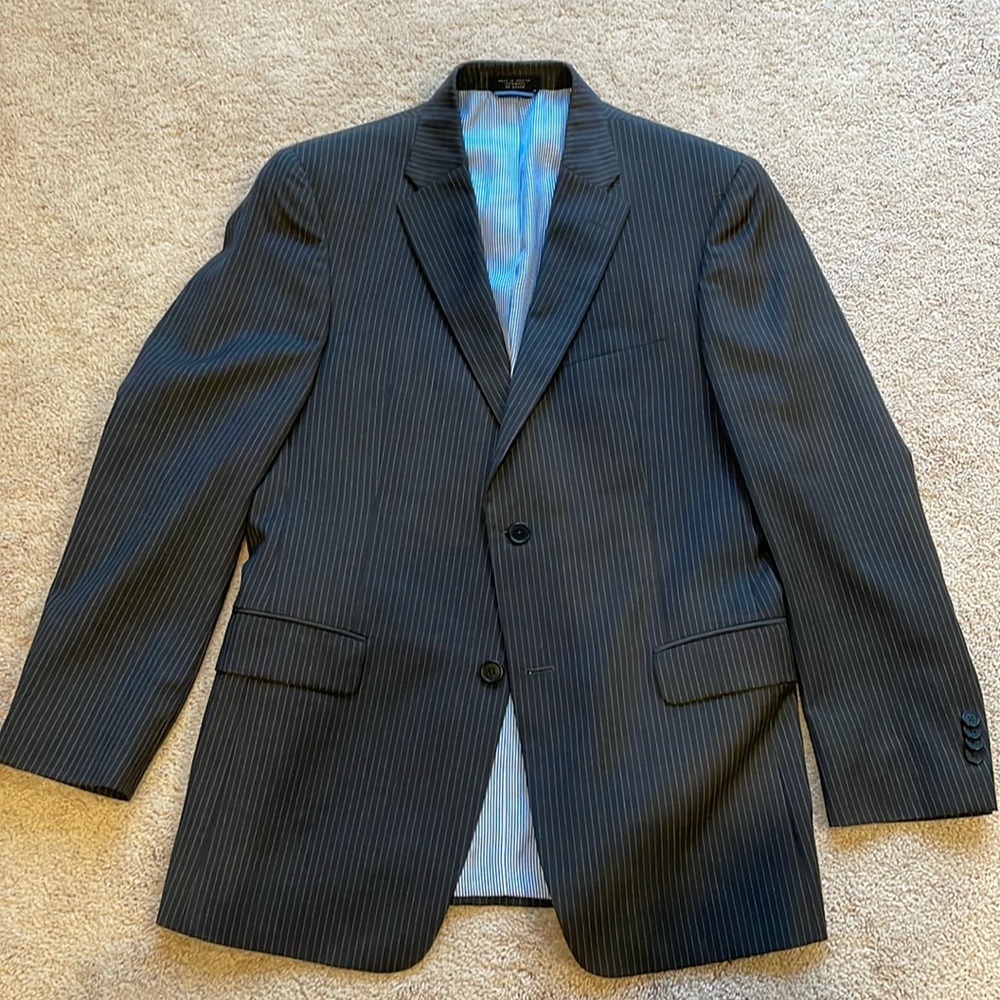 Classic Tommy Hilfiger blazer mens 100% wool grey striped